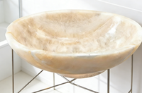Lavabo en marbre beige moderne de forme ovale, imperméable, poli, pour salle de bain, cuisine, villa, évier extérieur
