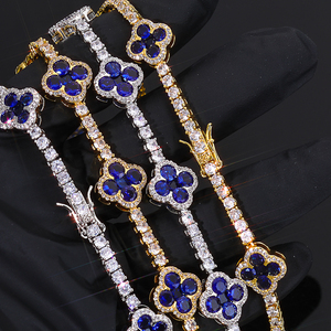 NUOYA Collar Gargantilla de Tenis Iced Out con Trébol de Cuatro Hojas y Circonitas Cúbicas para Mujer, Cadena de Tenis Bañada en Oro, Joyería Fina de Hiphop - Product Image 4