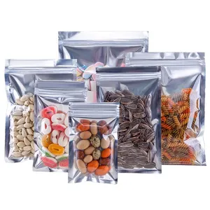 Semi Transparente Alumínio Banhado Ziplock Saco De Embalagem De Alimentos Flor Chá Saco De Vedação De Frutas Secas
