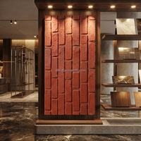 Panneau mural 3D en PU léger imitation brique rouge, revêtement mural en faux briques rouges pour l'intérieur et l'extérieur, décoration extérieure de villa