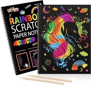 DIY Magic <strong>Scratch</strong> Arts Drawing Notebook for Kids Rainbow <strong>Scratch</strong> <strong>Paper</strong> Art A4 <strong>Card</strong> - Product Image 1