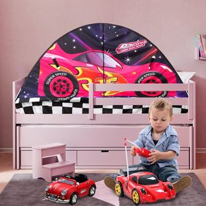Tente de lit pliable portable 1 personne en polyester pour intérieur/extérieur avec logo personnalisé sur le thème des voitures de course, tente d'intimité pour enfants - Product Image 3