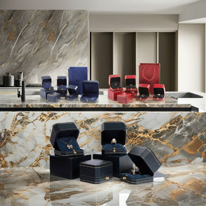 กล่องเครื่องประดับหนัง PU กำมะหยี่หรูหราหรูหราหรูหราสไตล์ยุโรปแหวนแปดเหลี่ยมสร้อยคอสร้อยข้อมือสำหรับเป็นของขวัญ - Product Image 4