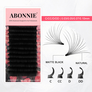 Extensiones de Pestañas Abonnie C CC D DD 0.03 0.05 0.07 0.10mm Negro Mate Naturales Hechas a Mano Para Profesionales - Product Image 1