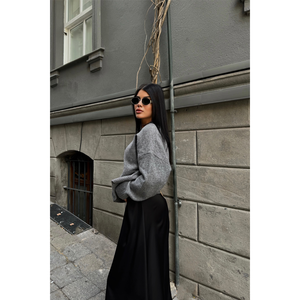 <b>Black</b> <b>Satin</b> for Chanel <b>Long</b> Women's <b>Skirt</b> - Product Image 2