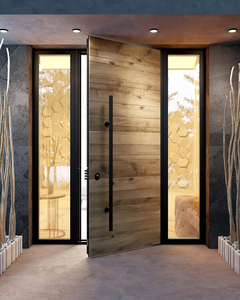 Neuestes Design Postmoderne Chinesische Villa Hotel Außen-Hurrikan-Sichere Massivholz-Eingangstür mit Schmiedeeisen - Product Image 1