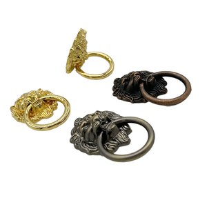 Poignée de tirage en métal pour armoire à tiroirs de haute qualité avec finition argentée antique forme ronde conception de visage de lion pour tiroir et garde-robe - Product Image 5