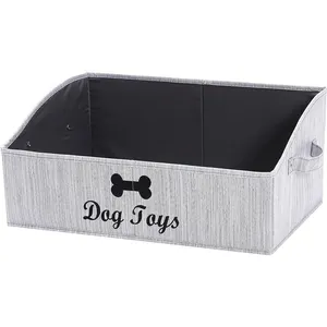 Faltbare Stoff Trapez Organizer Boxen mit Griff Faltbarer Korb Hundes pielzeug Hunde bekleidung & Zubehör-Hund-gestreift grau