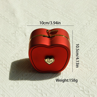 Boîte à bijoux créative en forme de pomme, boîte de rangement pour bagues en cuir PU de luxe, cadeau de noël et de saint-valentin