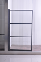 Cabine de douche à montage facile avec cadre en alliage d'aluminium et verre revêtu, installation DIY facile pour salle de bain, paroi de douche noire