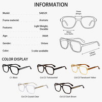 Montures de lunettes pour hommes en acétate à double pont, style aviateur, pour femmes, lunettes optiques de prescription, monturas de lentes hombre