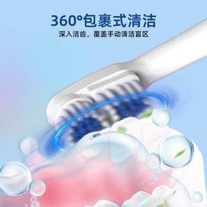 Brosse à dents électrique Weston pour adultes, tête ronde rotative, poils doux, alimentée par piles, étanche IPX4, corps en plastique, bleu, rose, rouge - Product Image 5