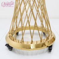 Meubles de salle de réception de mariage de luxe de dernière génération, table ronde en acier inoxydable doré, table à gâteau de mariage pour événements et fêtes