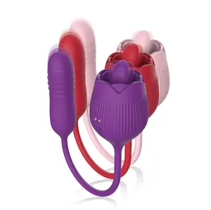 Red Woman Vagina Girls Hot Pink Vutterfly Rose Toys Vibrator With Dildo