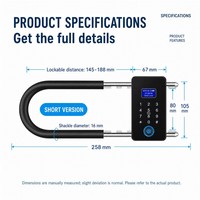 KOTONLINK KT-P99 Serrure intelligente en forme de U avec application TUYA Bluetooth et empreinte digitale pour les magasins, bureaux et vélos en extérieur
