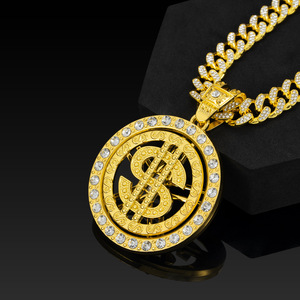 Collar con Colgante de Letra Dólar Grande Chapado en Oro Estilo Retro Hip Hop, Cadena Larga para Hombre, Time to <span class=keywords><strong>Run</strong></span> - Product Image 2