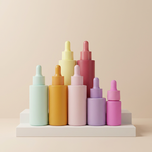 Wholesale Luxury Matte Colorful Square Glass <b>Dropper</b> <b>Bottles</b> 20ml 30ml 50ml Custom Opaque Frosted Serum <b>Bottles</b> Pipettes - Product Image 1