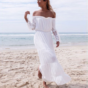 Nuovo Stile su Aliexpress: Abito <span class=keywords><strong>Lungo</strong></span> da Donna <span class=keywords><strong>con</strong></span> <span class=keywords><strong>Maniche</strong></span> Lunghe, Stile Boho da Spiaggia, Bianco <span class=keywords><strong>in</strong></span> <span class=keywords><strong>Pizzo</strong></span> <span class=keywords><strong>con</strong></span> Spalle Scoperte - Product Image 6