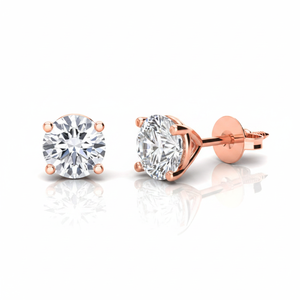 Pendientes de tuerca con ajuste de Martini de Diamante Real de oro rosa de 14 quilates 0.40TCW Joyas de diamantes - Product Image 2