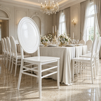 Chaises Chiavari Blanches Empilables en Résine PP pour Mariages, Chaises Napoléon Imperméables pour Banquets et Événements Hôteliers (Vente en Gros)