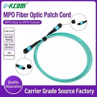 Kabel Patch Fiber Optik Multimode OM3 12 Core 10G MPO Male ke MPO Female Kelas Carrier Harga Pabrik, Jaket LSZH, Dapat Disesuaikan