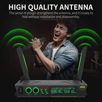 U777 96 Sistema de Micrófono Inalámbrico UHF de Doble Canal Ajustable de 200 pies, Micrófono Dinámico para el Hogar, KTV, Reuniones