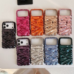 Coque de téléphone portable souple en TPU électroplaqué à motif vague 3D de haute qualité pour iPhone 17 Air 16 15 14 13 Pro Max, protection antichoc arrière - Product Image 2