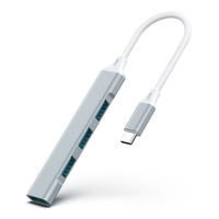 Hub USB 3.0 avancé à 4 ports en alliage d'aluminium, convertisseur USB 4-en-1 haute vitesse pour ordinateur portable, iPad, téléphone portable, disque dur