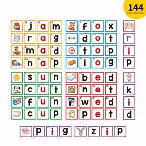Tableaux de classement des mots CVC avec 144 cartes flash – Indispensable pour la maternelle – Jeux d'alphabétisation CVC pour la lecture et l'orthographe - Product Image 6