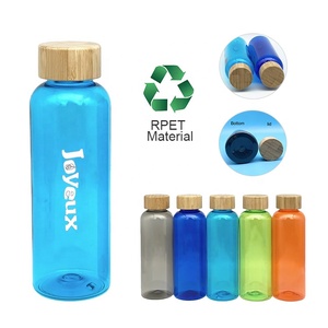 Botella de agua de plástico pet reciclada, sin bpa, verde, con tapa de bambú, reutilizable, para deportes calientes, <span class=keywords><strong>2023</strong></span>, 500ml, 16oz, productos ecológicos - Product Image 1