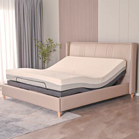 Lit Moderne Électrique Réglable en Cuir, Taille King Size, avec Rangement, Design Pliable, Fonction Massage, Confortable