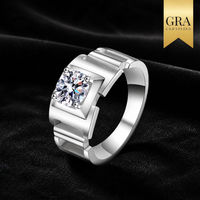 Bague pour homme en argent 925 avec moissanite 1 carat certifiée GRA VVS1, bijoux fins, mariage, fiançailles, vente en gros