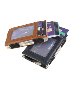 CardHog Genuine Leather RFID Blocking Credit Card <b>Holder</b> Unisex Minimalist Wallet with Snap Closure and Clear <b>ID</b> Window - Product Image 1