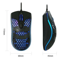 Souris d'ordinateur filaire USB multicolore pour joueurs, design alvéolé léger, jeu 4D, rétroéclairage RVB universel, souris optique à design creux 1600