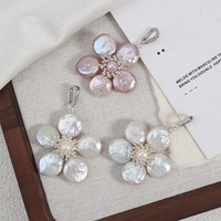 Pendentif en perle baroque naturelle d'eau douce en forme de pétale, fermoir détachable, blanc, rose, violet, tissé à la main, vente en gros
