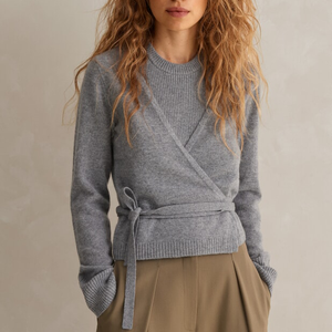 <span class=keywords><strong>Cardigan</strong></span> da donna in pura lana lavorato a maglia abbigliamento invernale con <span class=keywords><strong>cintura</strong></span> girocollo caldo accessorio invernale - Product Image 2