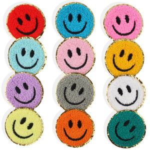 5.5cm New Iron On/ Sew on Glitter Edge Smile Chenille Patch for Decoration - Product Image 1