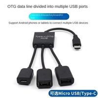 Câble Hub OTG Micro USB 2.0 4-en-1 DeDs D1125 0,2 m avec gaine en PVC, adaptateur de charge/alimentation pour téléphones mobiles