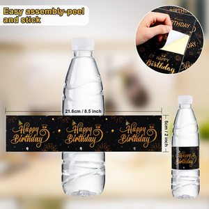 Étiquettes personnalisées pour bouteilles, 30 pièces, noir et or, imperméables, pour décorations de fête d'<span class=keywords><strong>anniversaire</strong></span>, vente en gros, directement de l'usine - Product Image 2