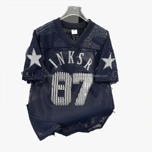 Camiseta de Fútbol de Manga Corta con Cuello en V, Holgada, Transpirable, de Malla, para Parejas, Estilo Moderno, de Verano, de Secado Rápido, Anti-UV - Product Image 5