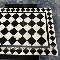 Mosaïque Rhombus Waterjet en marbre, surface polie, pour plancher, motif échiquier, médaillon en marbre Waterjet pour hall et entrée