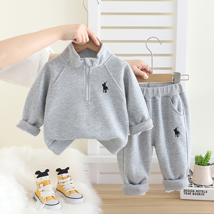 Bộ đồ bé trai mới Quần áo trẻ em Bộ đồ hai mảnh áo hoodie cổ đứng mùa xuân thu cho trẻ em - Product Image 2