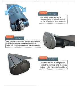 Auvent rétractable moderne à capteur de vent, pare-soleil extérieur motorisé, cassette complète, <span class=keywords><strong>bras</strong></span> pliable pour patio, balcon, terrasse - Product Image 4