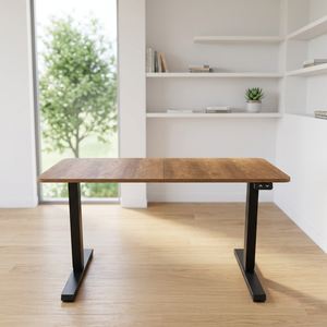 Modern Adjustable Commercial <b>Computer</b> <b>Desk</b> Wooden Top <b>Black</b> Metal Legs Lumetal KTS-230512-16D 1 Year Warranty - Product Image 1