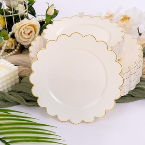 Juego de Vajilla de Plástico Dorado con Borde Festoneado, Incluye Platos para Cena y Postre, Desechables, a Prueba de Fugas, para Bodas y Fiestas - Product Image 4