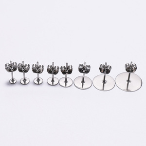 Stainless Steel Earring <b>Posts</b> Butterfly Backs For Earring Making <b>Round</b> Shape Steel Color Jewelry Findings Components - Product Image 1