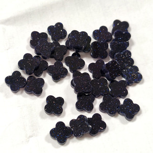 Gemas Naturales de Arenisca Dorada/Azul/Negra de 7mm, Cuentas Planas Dobles con Forma de Trébol de Cuatro Hojas Azul Estrellado para la Fabricación de Joyas - Product Image 3