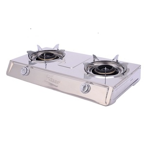Table de cuisson à gaz 2 brûleurs en fonte avec surface en acier inoxydable, cuisinière GPL pour table ou encastrable, idéale pour cuisine extérieure, facile à nettoyer - Product Image 2