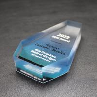 Bloc de récompense en acrylique transparent au design moderne avec plaque gravée au laser, trophée en PMMA de haute qualité