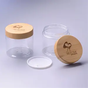 500g Pet Jar With 89/400 Bamboo Cap 500ml Body Cream Container